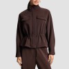 Custom Wholesale Chocolate Utility Cinch-Waist Jacket Pants Set Manufacturer | OEM Lounge factory