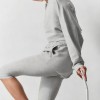 Custom Wholesale Light Grey Panel-Seam Cropped Hoodie Joggers Set Manufacturer | OEM Loungewear factory