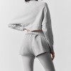 Custom Wholesale Light Grey Panel-Seam Cropped Hoodie Joggers Set Manufacturer | OEM Loungewear factory
