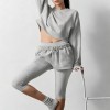 Custom Wholesale Light Grey Panel-Seam Cropped Hoodie Joggers Set Manufacturer | OEM Loungewear factory