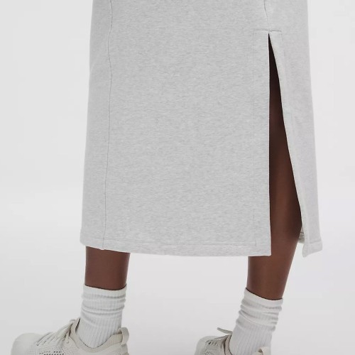 Custom Wholesale Light Grey Zip-Up Cropped Hoodie Skirt Set Manufacturer | OEM Fashion Loungewear factory