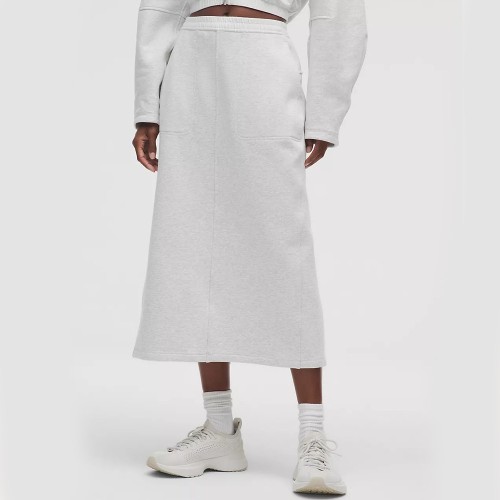 Custom Wholesale Light Grey Zip-Up Cropped Hoodie Skirt Set Manufacturer | OEM Fashion Loungewear factory