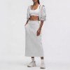 Custom Wholesale Light Grey Zip-Up Cropped Hoodie Skirt Set Manufacturer | OEM Fashion Loungewear factory