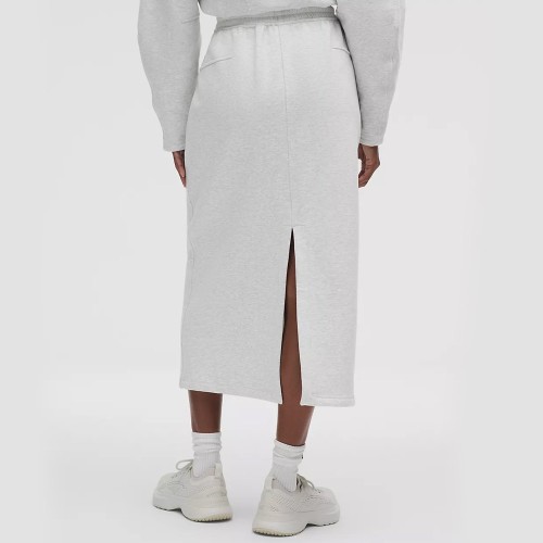 Custom Wholesale Light Grey Zip-Up Cropped Hoodie Skirt Set Manufacturer | OEM Fashion Loungewear factory