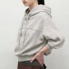 Custom Wholesale Light Grey Oversized Cropped Hoodie Flared Pants Set Manufacturer | OEM Relaxed Loungewear factory