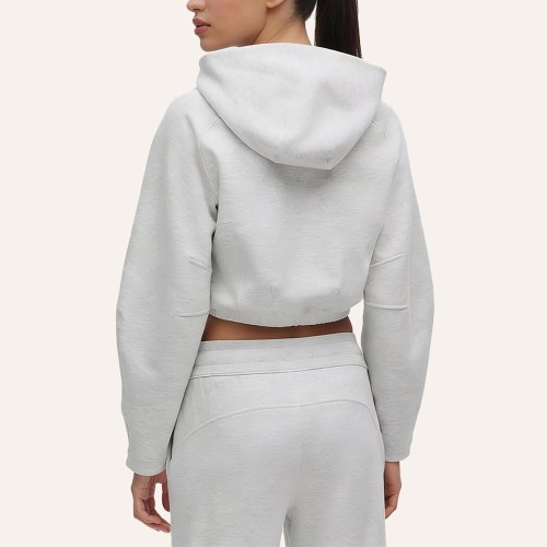Custom Wholesale Light Grey Quarter-Zip Pullover Shorts Set Manufacturer | OEM Activewear factory