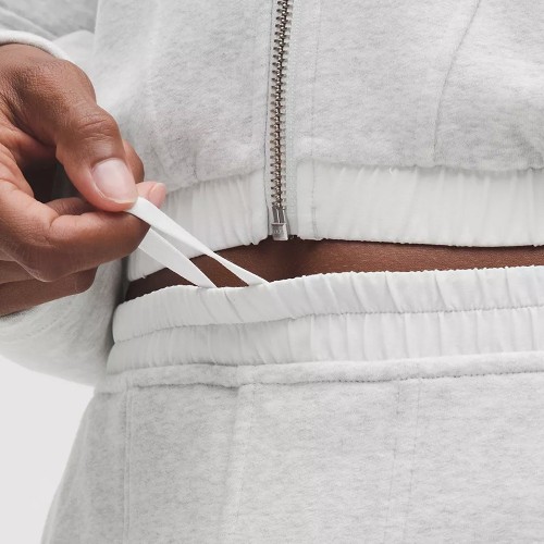 Custom Wholesale Light Grey Zip-Up Cropped Hoodie Skirt Set Manufacturer | OEM Fashion Loungewear factory