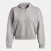 Custom Wholesale Grey Heather Half-Zip Cropped Hoodie Joggers Set Manufacturer | OEM Loungewear factory