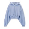 Custom Wholesale Powder Blue Full-Zip Cropped Hoodie Skirt Set Manufacturer | OEM Loungewear factory