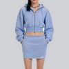 Custom Wholesale Powder Blue Full-Zip Cropped Hoodie Skirt Set Manufacturer | OEM Loungewear factory