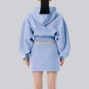 Custom Wholesale Powder Blue Full-Zip Cropped Hoodie Skirt Set Manufacturer | OEM Loungewear factory