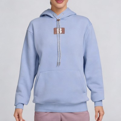 Custom Wholesale Powder Blue Patch Logo Pullover Hoodie Manufacturer | OEM Hoodie factory