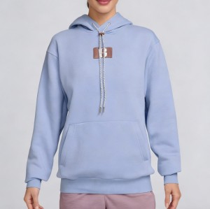 Custom Wholesale Powder Blue Patch Logo Pullover Hoodie Manufacturer | OEM Hoodie factory