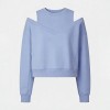 Custom Wholesale Sky Blue Cold-Shoulder Crop Sweatshirt Pants Set Manufacturer | OEM Loungewear factory