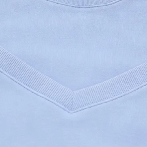 Custom Wholesale Sky Blue Cold-Shoulder Crop Sweatshirt Pants Set Manufacturer | OEM Loungewear factory