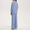 Custom Wholesale Periwinkle Collared Half-Zip Sweatshirt Wide-Leg Pants Set Manufacturer | OEM Loungewear factory