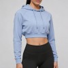 Custom Wholesale Powder Blue Crop Hoodie Raglan Sleeve Manufacturer | OEM Hoodie factory