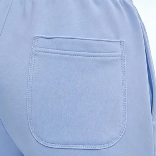 Custom Wholesale Powder Blue Striped-Sleeve Crop Sweatshirt Shorts Set Manufacturer | OEM Loungewear factory