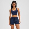 Custom Wholesale Navy Blue Color-Block Sports Bra Drawstring Shorts Set Manufacturer | OEM Yoga Activewear factory