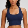 Custom Wholesale Navy Blue Color-Block Sports Bra Drawstring Shorts Set Manufacturer | OEM Yoga Activewear factory