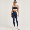 Custom Wholesale Navy Blue Square Neck Sports Bra Leggings Set Manufacturer | OEM Yoga Activewear factory