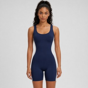 Custom Wholesale Navy Blue One Piece Sports Romper Manufacturer | OEM Athletic Bodysuit factory