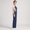 Custom Wholesale Navy Blue Raglan Crop Top Wide Leg Pants Set Manufacturer | OEM Loungewear Activewear factory