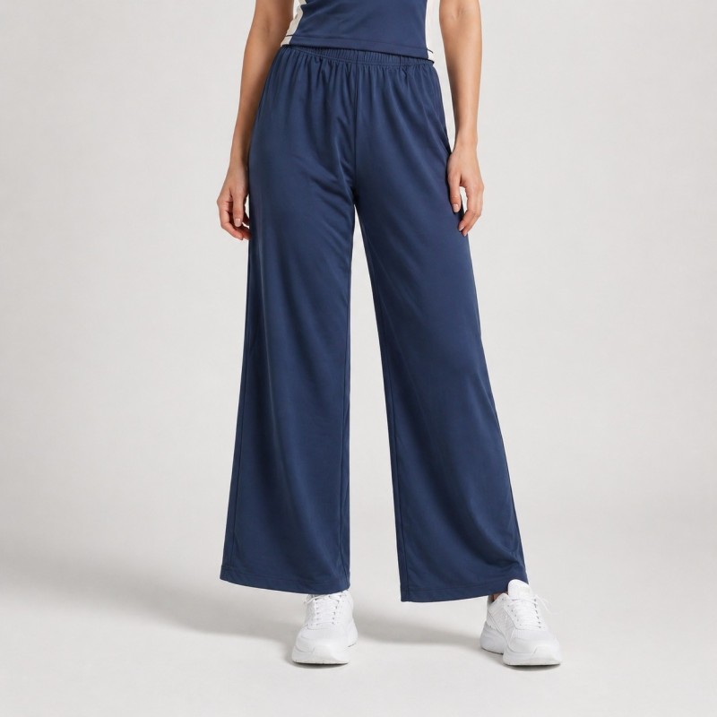 Custom Wholesale Navy Blue Raglan Crop Top Wide Leg Pants Set Manufacturer | OEM Loungewear Activewear factory