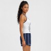 Custom Wholesale White Graphic Halter Top Navy Piped Shorts Set Manufacturer | OEM Printed Activewear factory
