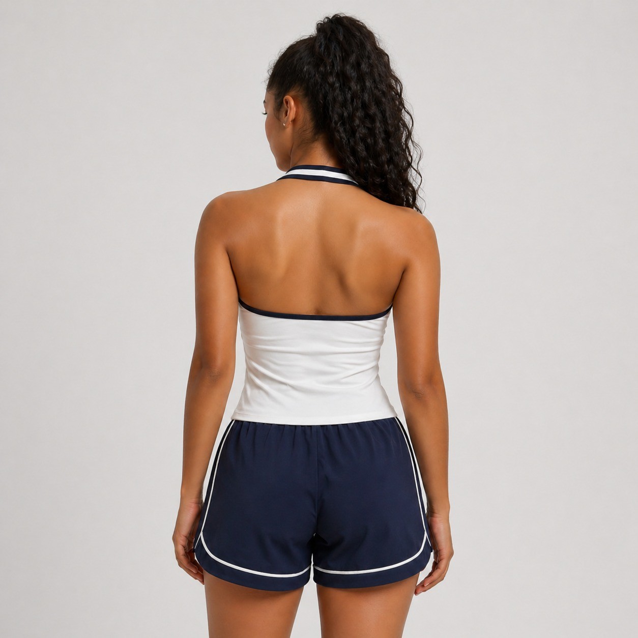 navy piped shorts wholesale