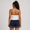 Custom Wholesale White Graphic Halter Top Navy Piped Shorts Set Manufacturer | OEM Printed Activewear factory
