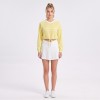 Custom Wholesale Pale Yellow V-Neck Crop Sweatshirt Pleated Skirt Set Manufacturer | OEM Loungewear factory