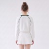 Custom Wholesale White Stripe Trim Crop Top Pleated Skirt Set Manufacturer | OEM Contrast Trim Loungewear factory