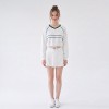 Custom Wholesale White Stripe Trim Crop Top Pleated Skirt Set Manufacturer | OEM Contrast Trim Loungewear factory