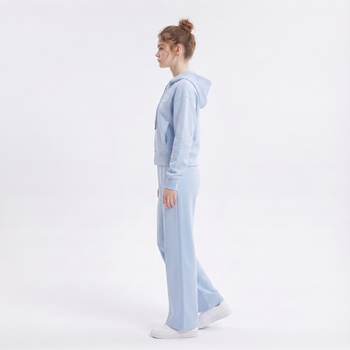 Custom Wholesale Powder Blue Zip-Up Hoodie Wide Leg Pants Tracksuit Manufacturer | OEM Track Suit factory