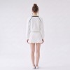 Custom Wholesale White Stripe Trim Crop Top Pleated Skirt Set Manufacturer | OEM Contrast Trim Loungewear factory