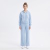 Custom Wholesale Powder Blue Zip-Up Hoodie Wide Leg Pants Tracksuit Manufacturer | OEM Track Suit factory