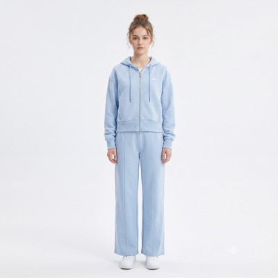 Custom Wholesale Powder Blue Zip-Up Hoodie Wide Leg Pants Tracksuit Manufacturer | OEM Track Suit factory