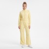 Custom Wholesale Pale Yellow Mock Neck Crop Jacket Cargo Pants Set Manufacturer | OEM Cargo Loungewear factory