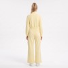 Custom Wholesale Pale Yellow Mock Neck Crop Jacket Cargo Pants Set Manufacturer | OEM Cargo Loungewear factory