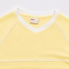 Custom Wholesale Pale Yellow V-Neck Crop Sweatshirt Pleated Skirt Set Manufacturer | OEM Loungewear factory