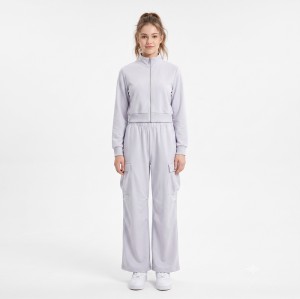 Custom Wholesale Light Gray Zip-Up Jacket Cargo Pants Set Manufacturer | OEM Tracksuit factory