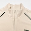 Custom Wholesale Light Pink Zip Up Jacket White Piped Pants Set Manufacturer | OEM Pink Tracksuit factory