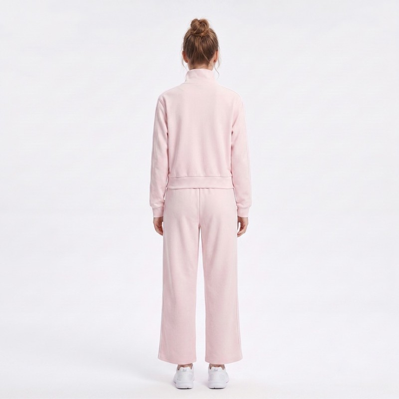 Custom Wholesale Off White Zip Up Jacket Navy Piped Pants Set Manufacturer | OEM Cream Tracksuit factory