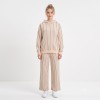 Custom Wholesale Cream Striped Hoodie Matching Pants Set Manufacturer | OEM Pinstripe Loungewear factory
