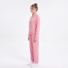 Custom Wholesale Light Pink Ribbed Zip Up Jacket Wide Leg Pants Set Manufacturer | OEM Ribbed Loungewear factory