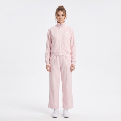 Custom Wholesale Off White Zip Up Jacket Navy Piped Pants Set Manufacturer | OEM Cream Tracksuit factory