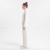 Custom Wholesale Beige Striped Hoodie Striped Pants Set Manufacturer | OEM Striped Loungewear factory