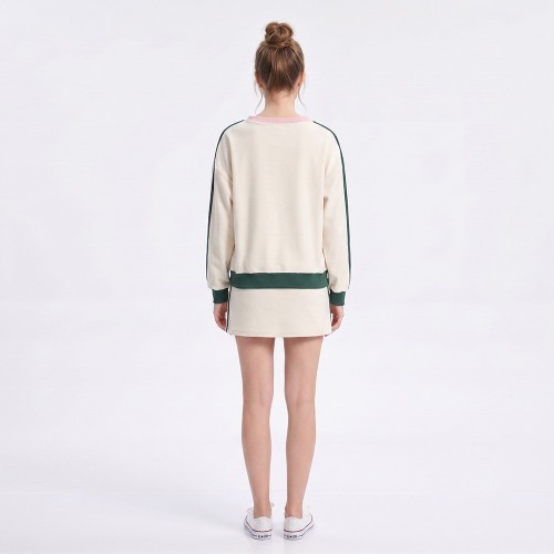 Custom Wholesale Cream V-Neck Sweatshirt Skirt Set Manufacturer | OEM Loungewear factory