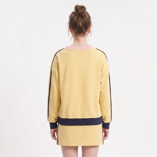 Custom Wholesale Yellow V-Neck Sweatshirt Skirt Set Manufacturer | OEM Tracksuit factory